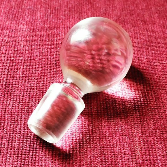 Vintage Tuscany Decanter with Stopper Etched Ship Design with Wide Base - Picture 3 of 4